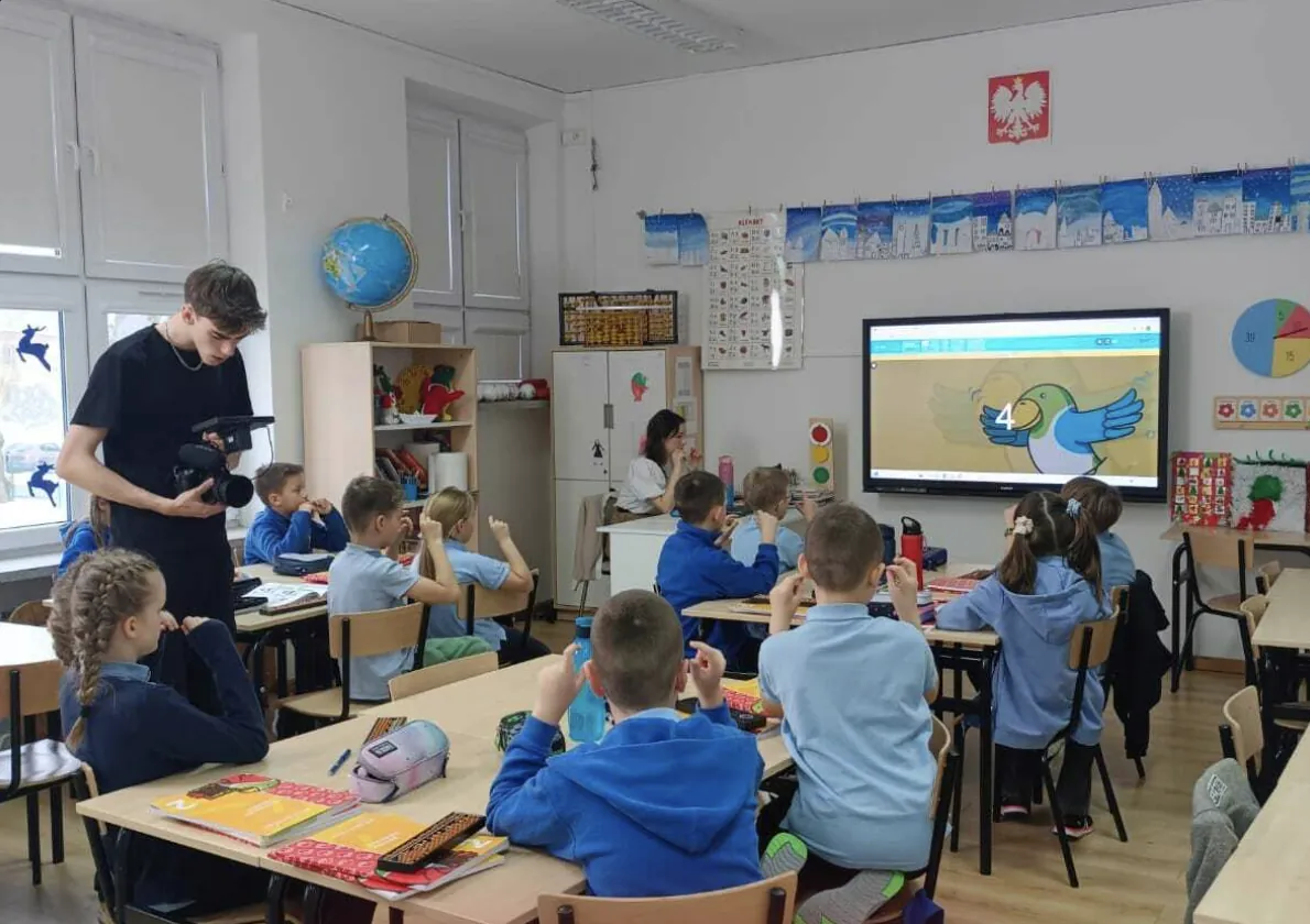Abakus lesson in a partner school classroom