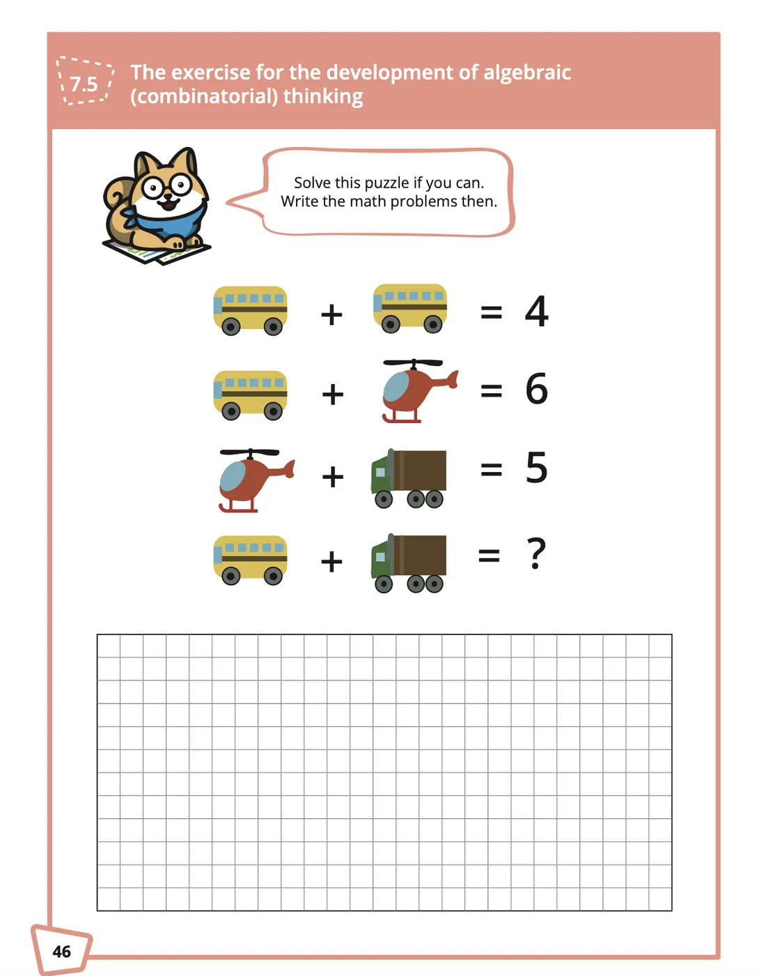 Sample page from an Abakus Math workbook
