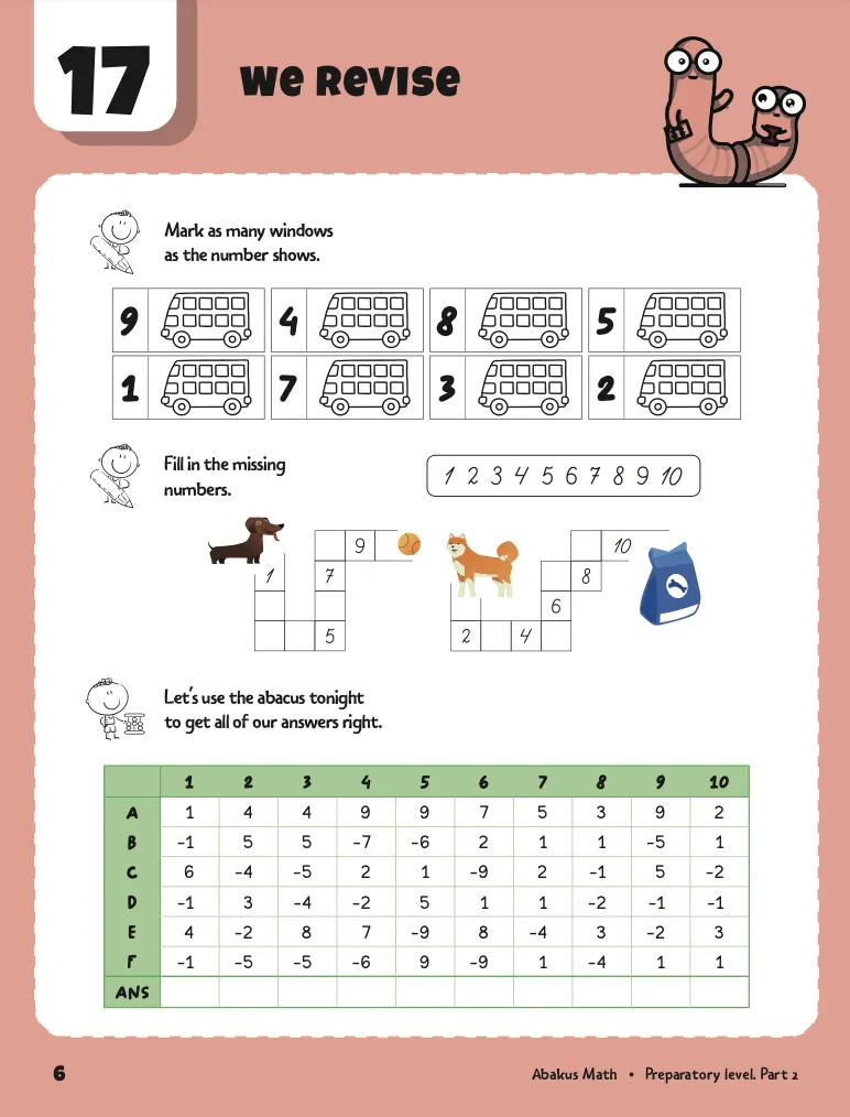 Sample page from an Abakus Math workbook